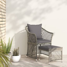 Set di Divani da Giardino 2 pz con Cuscini in Polyrattan Grigio