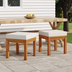 Sgabelli da Giardino con Cuscini 2pz 40x40x42cm Massello Acacia