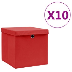 Contenitori con Coperchi 10 pz 28x28x28 cm Rosso