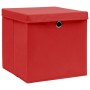 Contenitori con Coperchi 10 pz 28x28x28 cm Rosso