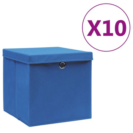 Contenitori con Coperchi 10 pz 28x28x28 cm Blu