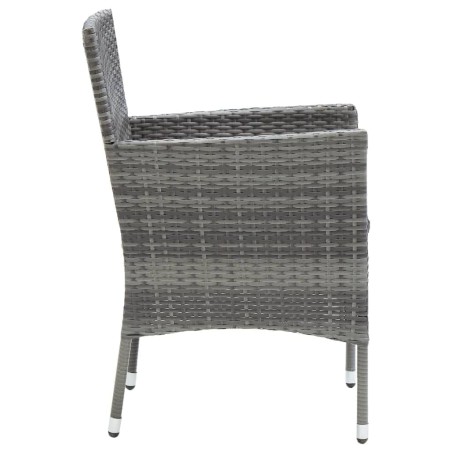 Set da Pranzo per Giardino 3 pz con Cuscini Polyrattan Grigio