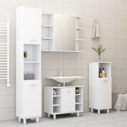 Set Mobili da Bagno 4 pz Bianco in Truciolato