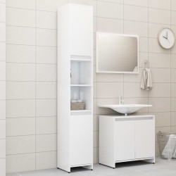 Set Mobili da Bagno 3 pz Bianco Lucido in Truciolato