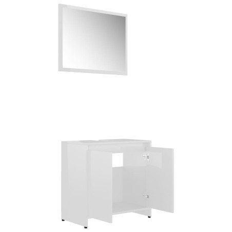 Set Mobili da Bagno 3 pz Bianco Lucido in Truciolato