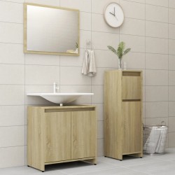 Set Mobili da Bagno 3 pz Rovere Sonoma in Truciolato