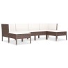 Set Divani da Giardino 6 pz con Cuscini in Polyrattan Marrone