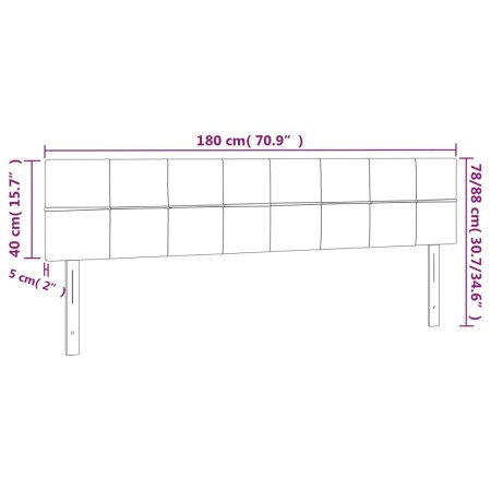 Testiera 2 pz Nera 90x5x78/88 cm in Tessuto