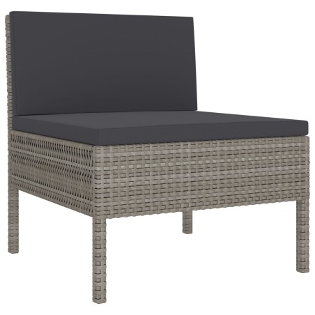 Set Divani da Giardino 10 pz con Cuscini in Polyrattan Grigio