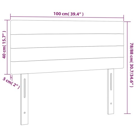 Testiera Grigio Chiaro 100x5x78/88 cm in Velluto