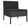 Set Divani da Giardino 6 pz con Cuscini in Polyrattan Nero