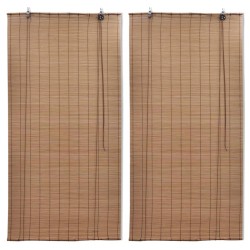 Tende a Rullo in Bambù 2pz 100x160 cm Marroni