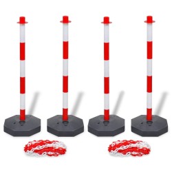 Set Stradale con 4 Pali e 2 Catene in Plastica 10 m Ciascuna