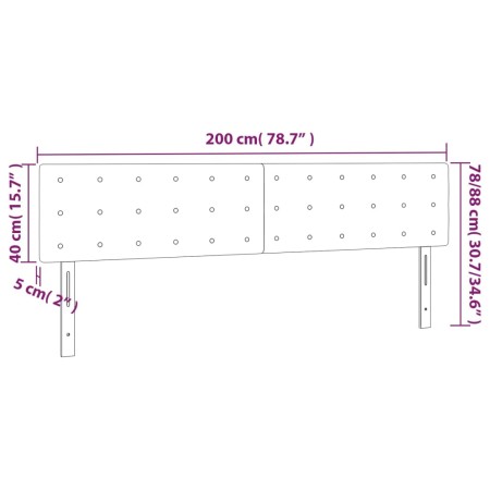 Testiere 2 pz Biancho 100x5x78/88 cm in Similpelle