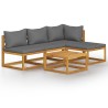 Set Divani da Giardino 5 pz con Cuscini in Massello di Acacia