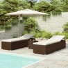 Lettini Prendisole con Tavolino 3 pz in Polyrattan Marrone