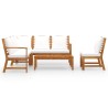 Set Divani da Giardino 5 pz con Cuscini Crema in Legno Acacia