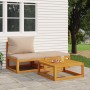 Set Mobili da Giardino 3pz con Cuscini Legno Massello di Acacia