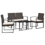 Set da Pranzo da Giardino 5 pz con Cuscini in PP Rattan Marrone