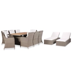 Set da Pranzo da Giardino 11 pz in Polyrattan