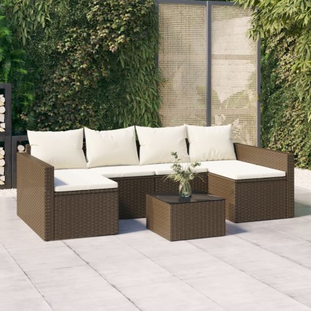 Set Divani da Giardino 2 pz con Cuscini in Polyrattan Marrone