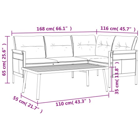 Set Salotto da Giardino 2 pz in Acciaio Antracite