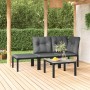 Set Salotto da Giardino 4 pz Nero e Grigio in Polyrattan