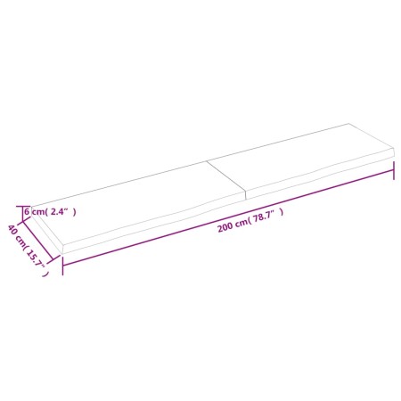 Ripiano Muro Marrone 200x40x(2-6) cm Massello Rovere Trattato