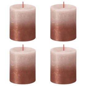 Bolsius Candele Pilastro Rustiche Sunset 4 pz 80x68 mm Rosa e Ambra