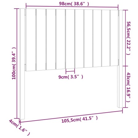 Testiera per Letto 105,5x4x100 cm in Legno Massello di Pino