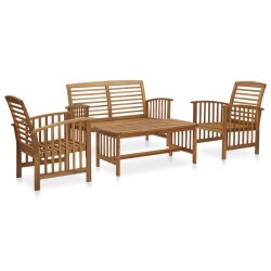 Set Divani da Giardino 4 pz in Legno Massello di Acacia