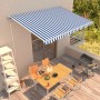 Tenda da Sole Retrattile Automatica 450x300 cm Blu e Bianca