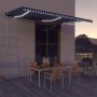 Tenda con Sensore Vento e LED 600x300 cm Blu e Bianca