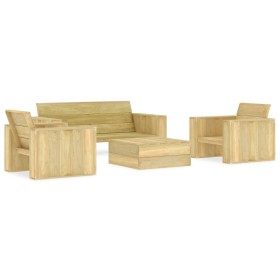 Set Divani da Giardino 4 pz in Legno di Pino Impregnato