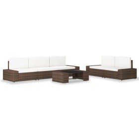 Set Divani da Giardino 6 pz in Polyrattan Marrone