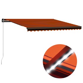 Tenda da Sole Retrattile Manuale LED 400x300 cm Arancio Marrone