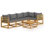 Set Divani da Giardino 6 pz con Cuscini in Massello di Acacia