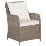 Set da Pranzo da Giardino 9 pz con Cuscini Polyrattan Marrone