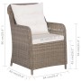 Set da Pranzo da Giardino 9 pz con Cuscini Polyrattan Marrone