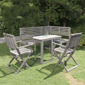 Set da Bistrot 4 pz in Legno Massello di Acacia Grigio