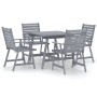 Set Pranzo da Giardino 5 pz in Legno Massello di Acacia Grigio