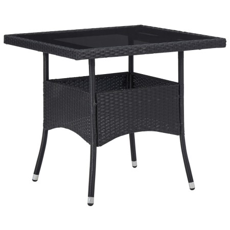 Set Mobili da Pranzo per Giardino 3 pz Nero Polyrattan e Acacia