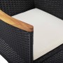 Set Mobili da Pranzo da Giardino 3 pz Nero Polyrattan e Acacia