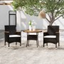 Set da Pranzo per Giardino 3 pz in Polyrattan Nero