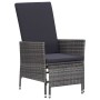 Set Divani da Giardino 3 pz con Cuscini in Polyrattan Grigio