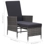 Set Divani da Giardino 3 pz con Cuscini in Polyrattan Grigio