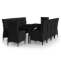 Set da Pranzo per Giardino 11 pz in Polyrattan Nero