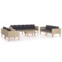 Set Divani da Giardino 5 pz con Cuscini in Polyrattan Beige