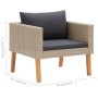 Set Divani da Giardino 5 pz con Cuscini in Polyrattan Beige