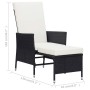 Set Divani da Giardino 3 pz con Cuscini in Polyrattan Nero